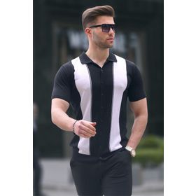 Madmext 6353 Siyah Polo Yaka Triko Erkek T-shirt