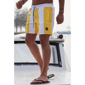 Madmext 6360 Sarı Çizgili Erkek Deniz Şortu