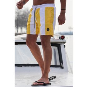 Madmext 6360 Sarı Çizgili Erkek Deniz Şortu