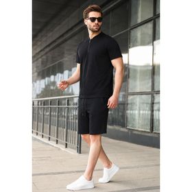Madmext 6364 Siyah Regular Fit Erkek Şort Takımı
