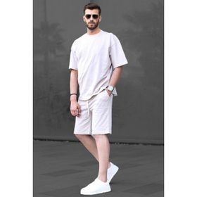 Madmext 6377 Basic Taş Rengi Erkek Şort Takımı