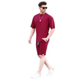Madmext 6377 Bordo Basic Erkek Şort Takımı