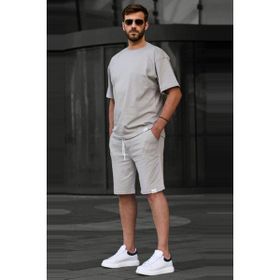 Madmext 6377 Boyalı Gri Basic Erkek Şort Takımı