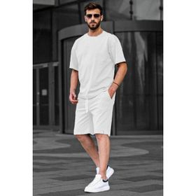 Madmext 6377 Ekru Basic Erkek Şort Takımı
