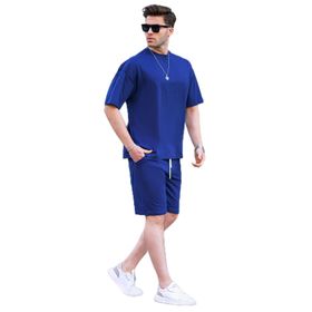 Madmext 6377 Lacivert Basic Erkek Şort Takımı