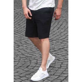 Madmext 6506 Siyah Basic Keten Erkek Şort