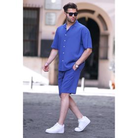 Madmext 6729 Saks Basic Erkek Şort Takımı