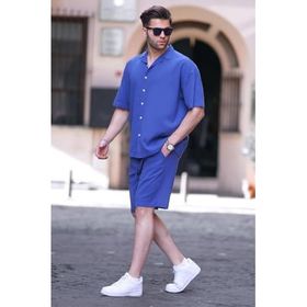Madmext 6729 Saks Basic Erkek Şort Takımı