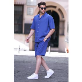 Madmext 6729 Saks Basic Erkek Şort Takımı