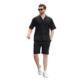 Madmext 6729 Siyah Basic Erkek Şort Takımı
