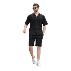 Madmext 6729 Siyah Basic Erkek Şort Takımı
