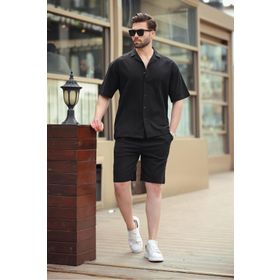 Madmext 6729 Siyah Basic Erkek Şort Takımı