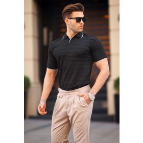 Madmext 6894 Siyah Polo Yaka Erkek T-shirt