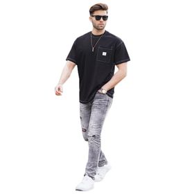 Madmext 7001 Ekru Oversize Cep Detaylı Erkek T-shirt