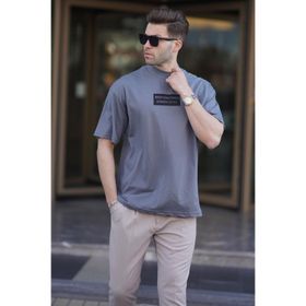 Madmext 7005 Füme Yalancı Dik Yaka Oversize Erkek T-shirt