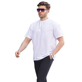 Madmext 7010 Beyaz Basic Oversize Erkek T-shirt