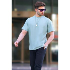 Madmext 7010 Çağla Yeşili Basic Oversize Erkek T-shirt