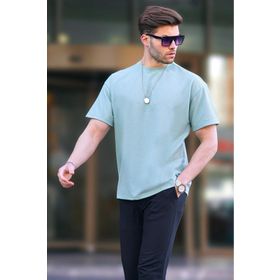 Madmext 7010 Çağla Yeşili Basic Oversize Erkek T-shirt