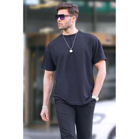 Madmext 7010 Siyah Basic Oversize Erkek T-shirt
