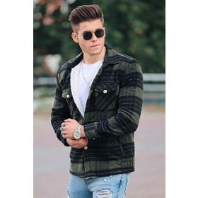 Madmext 9021 Haki İçi Kürklü Oduncu Erkek Gömlek