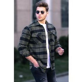 Madmext 9021 Haki İçi Kürklü Oduncu Erkek Gömlek