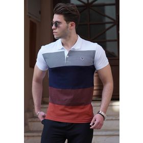 Madmext 9280 Beyaz Polo Yaka Erkek T-shirt
