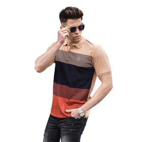 Madmext 9280 Camel Renk Bloklu Polo Yaka Erkek T-shirt