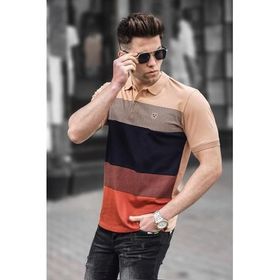 Madmext 9280 Camel Renk Bloklu Polo Yaka Erkek T-shirt