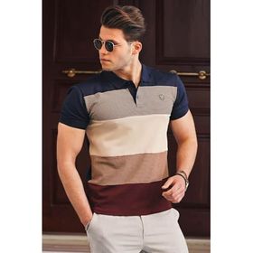 Madmext 9280 Lacivert Renk Bloklu Polo Yaka Erkek T-shirt