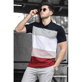 Madmext 9280 Renk Bloklu Siyah Polo Yaka Erkek T-shirt