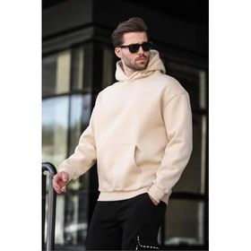 Madmext E7169 Bej Kapüşonlu Erkek Sweatshirt