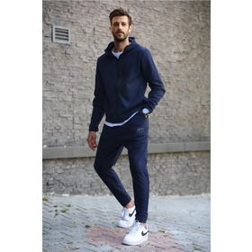 Madmext Lacivert Baskılı Regular Fit Erkek Eşofman Takımı