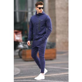 Madmext Lacivert Baskılı Regular Fit Erkek Eşofman Takımı