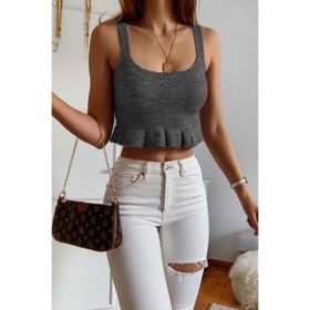 Madmext MG1007 Mad Girls Antrasit Tiriko Bluz