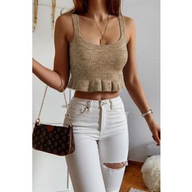 Madmext MG1007 Mad Girls Bej Tiriko Bluz