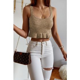 Madmext MG1007 Mad Girls Bej Tiriko Bluz