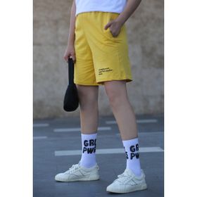 Madmext MG1144 Sarı Mad Girls Baskılı Kadın Şort