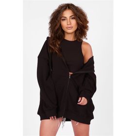 Madmext MG1195 Siyah Mad Girls Kapüşonlu Sırt Baskılı Kadın Sweatshirt