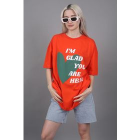 Madmext MG1202 Mad Girls Turuncu Baskılı Kadın T-shirt