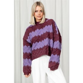 Madmext MG1205 Lila Desenli Oversize Kadın Kazak