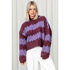Madmext MG1205 Lila Desenli Oversize Kadın Kazak