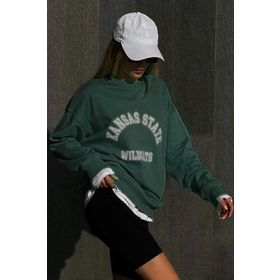 Madmext MG1217 Koyu Yeşil Mad Girls Kadın Sweatshirt