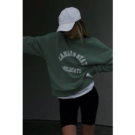 Madmext MG1217 Koyu Yeşil Mad Girls Kadın Sweatshirt