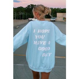 Madmext MG1219 Mavi Mad Girls Sırt Baskılı Kadın Sweatshirt