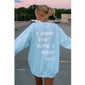 Madmext MG1219 Mavi Mad Girls Sırt Baskılı Kadın Sweatshirt