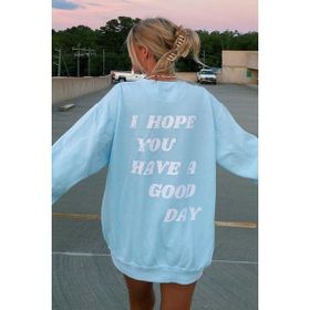 Madmext MG1219 Mavi Mad Girls Sırt Baskılı Kadın Sweatshirt
