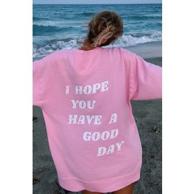 Madmext MG1219 Pembe Mad Girls Sırt Baskılı Kadın Sweatshirt