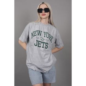 Madmext MG1226 Gri Baskılı Oversize Kadın T-shirt