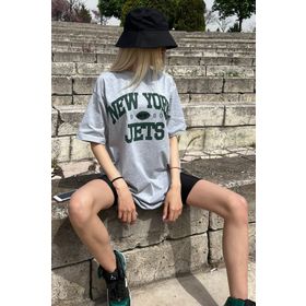 Madmext MG1226 Gri Baskılı Oversize Kadın T-shirt