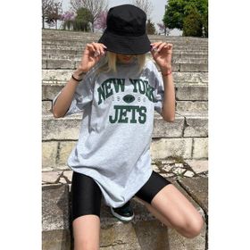 Madmext MG1226 Gri Baskılı Oversize Kadın T-shirt